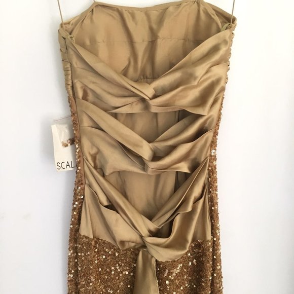 Scala Dresses & Skirts - Scala Gold Open Back Gown Sequins Sz Small